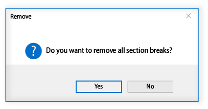 Do you want to remove all section breaks notification alert